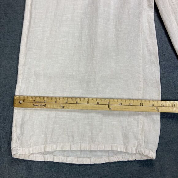 Tahari Linen Wide Leg Cropped Pants Women XL High Rise Pockets Cottage Core Boho - Picture 14 of 15